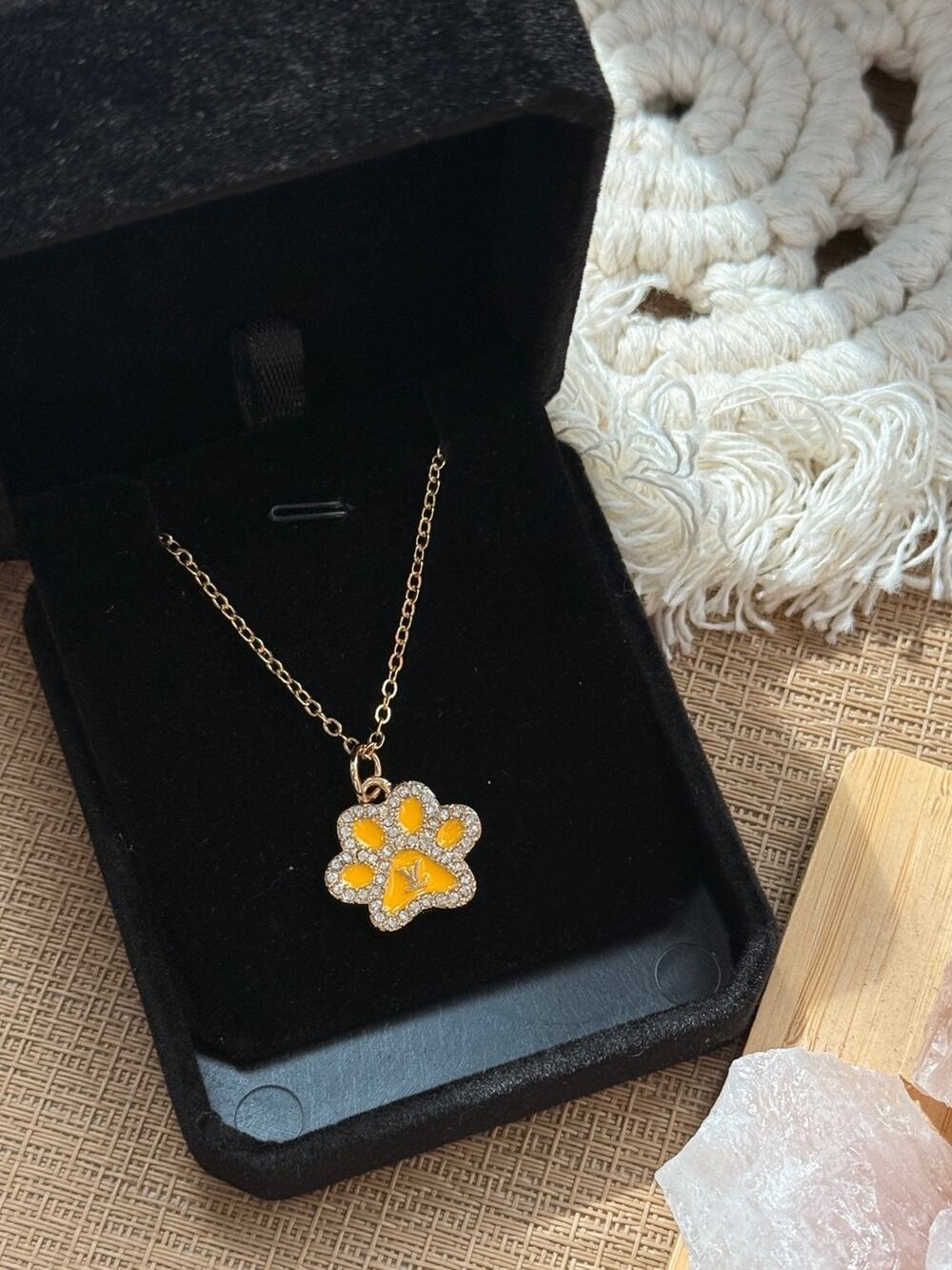 ONLY 1! Vintage Paw LV logo Upcycled Necklace